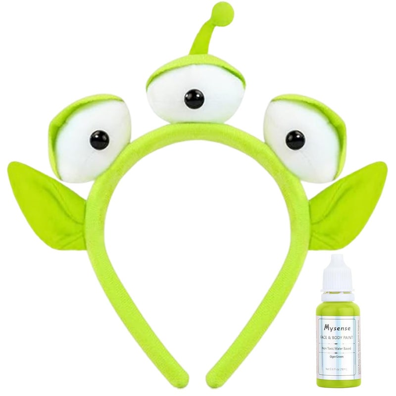 Mysense Alien Headband and Ogre Green Face Paint Kit,Alien Costume Accessories for Women Adults,Halloween Ears Headband for Cosplay Theme Parties - Image 1